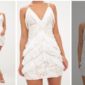 PLT White Lace Tassel Bodycon Dress